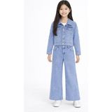 Cansın Mini Mavi Çiçek Nakışlı Jean Ceket ve Pantolonlu Kız Çocuk 2li Takım 23737 - 6 - 7 Yaş