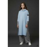 Cansın Mini Mavi Kapüşonlu Tunik Elbiseli Pantolonlu Kız Çocuk 3lü Takım 24746 - 14 - 15 Yaş