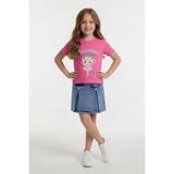 Cansın Mini Pembe Balerin Desenli Badili Jean Etekli Kız Çocuk 2li Takım 24563 - 4 - 5 Yaş