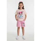 Cansın Mini Pembe Çizgi Desenli Karakter Baskılı Kız Çocuk Tişörtlü Şortlu Takım 23867 - 4 - 5 Yaş