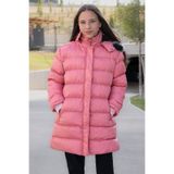Cansın Mini Pembe İçi Kürklü Çıtçıtlı Kapüşonlu Kız Çocuk Şişme Mont 21319