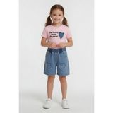 Cansın Mini Pembe Kalp Nakışlı Badili Jean Şortlu Kız Çocuk Takım 24052 - 5 - 6 Yaş