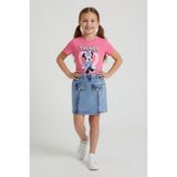 Cansın Mini Pembe Kalpli Fare Desenli Tişörtlü Jean Etekli Kız Çocuk Takım 24101 - 2 - 3 Yaş
