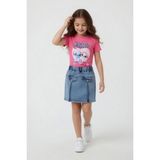 Cansın Mini Pembe Kalpli Karakter Baskılı Badili Jean Etekli Kız Çocuk Takım 24097 - 3 - 4 Yaş