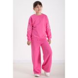 Cansın Mini Pembe Kolları Papatya Nakışlı Bisiklet Yaka Kız Çocuk Eşofman Takımı 22743