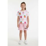Cansın Mini Pembe Meyve Desenli Tişörtlü Kız Çocuk Şortlu Yazlık Takım 23861