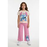 Cansın Mini Pembe Sevimli Çizgi Karakter Baskılı Tişörtlü Kız Çocuk Geniş Paça Takım 23857 - 3 - 4 Yaş