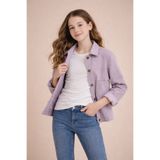 Cansın Mini Pembe Sırtı Düğme Detaylı Kız Çocuk Gabardin Kumaş Ceket 23569