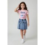 Cansın Mini Pudra Kalpli Karakter Baskılı Badili Jean Etekli Kız Çocuk Takım 24100 - 4 - 5 Yaş