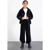 Cansın Mini Siyah Çift Düğme Detay Gömlekli Pantolonlu Kız Çocuk Gabardin Takım 23539 - 8 - 9 Yaş