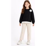 Cansın Mini Siyah Dantel Detaylı Badili Jean Pantolonlu Kız Çocuk Alt Üst Takım 23593 - 3 - 4 Yaş