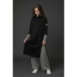 Cansın Mini Siyah Kapüşonlu Tunik Elbiseli Pantolonlu Kız Çocuk 3lü Takım 24745 - 12 - 13 Yaş