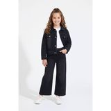 Cansın Mini Siyah Kelebek Nakışlı Düğmeli Ceketli Pantolonlu Kız Çocuk Jean Takım 23445 - 5 - 6 Yaş
