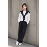 Cansın Mini Siyah Kız Çocuk Omuz Bağlama Detaylı Sweatshirt Geniş Paça Pantolonlu 2li Takım 24758 - 11 - 12 Yaş