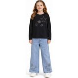 Cansın Mini Siyah Yıldız Işlemeli Badili Jean Pantolonlu Kız Çocuk 2li Takım 23741 - 7 - 8 Yaş