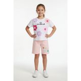 Cansın Mini Somon Çiçek Desenli Tişörtlü Kız Çocuk Şortlu 2 Takım 23851