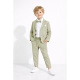 Cansın Mini Yeşil Keten Ceket ve Pantolonlu Erkek Çocuk Papyonlu 4lü Takım Elbise 23522 - 1 - 2 Yaş