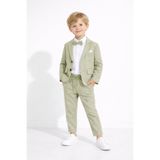 Cansın Mini Yeşil Keten Ceket ve Pantolonlu Erkek Çocuk Papyonlu 4lü Takım Elbise 23522