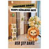 cansınevent Hastane Kapı Süsleme Seti / Aslan Figür - Balon Standı - BABY Harf Kutu Seti - Krem Yeşil Gold Balon