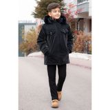 cansınmini Siyah Çıtçıtlı Göğüs Cepli İçi Kürklü Erkek Çocuk Kapüşonlu Mont 21349