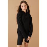 cansınmini Siyah Kabartmalı Yazılı Kapüşonlu Kız Çocuk Sweatshirt 19303