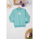 cansınmini Yeşil Tavşan Nakışlı Yazılı Kız Çocuk Sweatshirt 16948