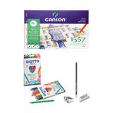 Canson 1557 Resim Defteri 35X50cm 180 Gram 15 Yaprak Giotto Mega Tri Kuru Boya 12 Li Set
