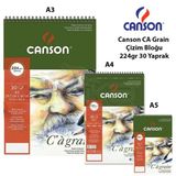 Canson 224 gr 30 Yaprak Spiralli Ca Grain Çizim Bloğu