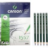 Canson A4 Boy Eskiz Defteri Faber 9000 Premium Dereceli Kalem Seti