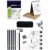 Canson A5 120 Gr 40 Yaprak Eskiz Defteri İdora Sketch Dereceli Kurşun Kalem 12 Parça Eskiz Set