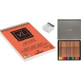Canson Croquis A4 Eskiz Defteri 90 Gram + Lyra Metal Kutu Renkli Çizim Seti 24'lü + Lyra Hamur Silgi
