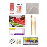 Canson Figueras 19x25cm Blok 290gr 10 Yp Gold Taklon Short Fırça Fanart 12x12 Yağlı Boya Seti