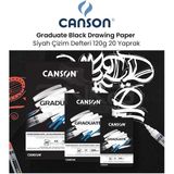 Canson Graduate Black Drawing Paper Siyah 120 gr 20 Yaprak Çizim Defteri