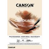 Canson Graduate - C400110369 Mix Media Kağıt Blok, DIN A3, 30 Yaprak, 220 g/m², Doğal