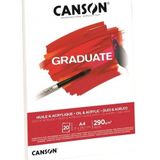 CANSON Graduate - C400110379 yağlı ve akrilik kağıt bloğu, DIN A5, 20 yaprak, 290 g/m²