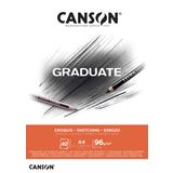 CANSON Graduate Light Grain 96 gsm A4 Eskiz Kağıt Pedi, Yapıştırılmış Kısa Taraf, 40 Doğal Beyaz Levha, Profesyonel Sanatçılar ve Öğrenciler için İdeal