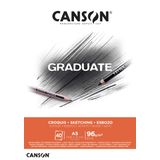 CANSON Graduate Light Grain 96gsm A5 Eskiz Kağıt Tabakası, Yapıştırılmış Kısa Taraf, 40 Doğal Beyaz Levha, Profesyonel Sanatçılar ve Öğrenciler için İdeal