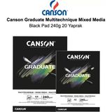 Canson Graduate Multitechnique Mixed Media Black Pad 240 gr 20 Yaprak Defter