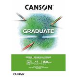 CANSON Mezun Beyaz Çizim 160 gsm A3 Kağıt, Hafif Taneli, Tampon Yapıştırılmış Kısa Taraf, 30 Parlak Beyaz Çarşaf, Öğrenci Sanatçılar için İdeal