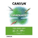 CANSON Mezun Beyaz Çizim 160 gsm A5 Kağıt, Hafif Taneli, Tampon Yapıştırılmış Kısa Taraf, 30 Parlak Beyaz Çarşaf, Öğrenci Sanatçılar için İdeal