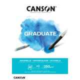 CANSON Mezun Suluboya 250 g/m2 A3 Kağıt, Soğuk Preslenmiş, Tampon Yapıştırılmış Kısa Taraf, 20 Doğal Beyaz Çarşaf, Öğrenci Sanatçılar için İdeal