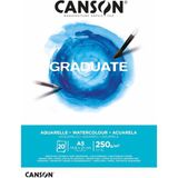 Canson Mezun Suluboya 250 Gsm A5 Kağıt, Soğuk Preslenmiş, Tampon Yapıştırılmış Kısa Taraf, 20 Doğal - Çok Renkli - Standart