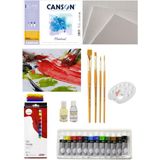Canson Montval Suluboya Defteri (24X32CM) 300GR Daller Rowney Simply 12X12ML 12 Renk Yağlı Boya