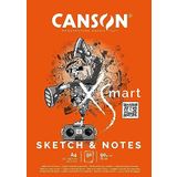 CANSON XSmart çizim kağıdı, beyaz, ince taneli, 90 g/m², uzun taraflı yapışkan blok, A4-21 x 29,7 cm, beyaz, 50 yaprak