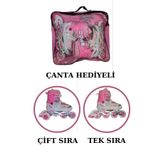 CANSPORT Çocuk Paten -ışıklı Çift Sıra Ayarlanabilir Alıştırma Pateni - M(34-37) Pembe