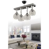 Cansu 4lü Kristal Top Siyah Krom Caka Modern Avize