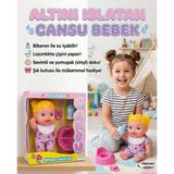 Cansu Bebek: Altını Islatan Renkli Saçlı 4 Parçalı Biberonlu Emzikli Lazımlıklı Oyuncak Bebek Seti SARI