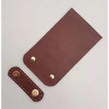 Çanta Aksesuar 11x19 cm Gerçek Deri Çift Mıknatıslı Kızıl Kahve Renk Çanta Kapağı Light Gold Metalli