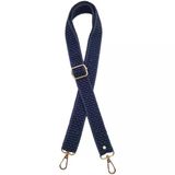 Çanta Aksesuar 120x3 cm Polyester Kolon Çanta Sapı Lacivert Renk Light Gold Metalli