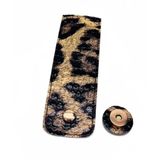 Çanta Aksesuar 16x6 cm Mıknatıslı Suni Deri Kapak Leopar Renk Light Gold Metalli